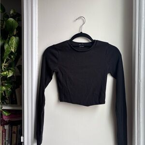 Garage Black Long Sleeve Crop Top